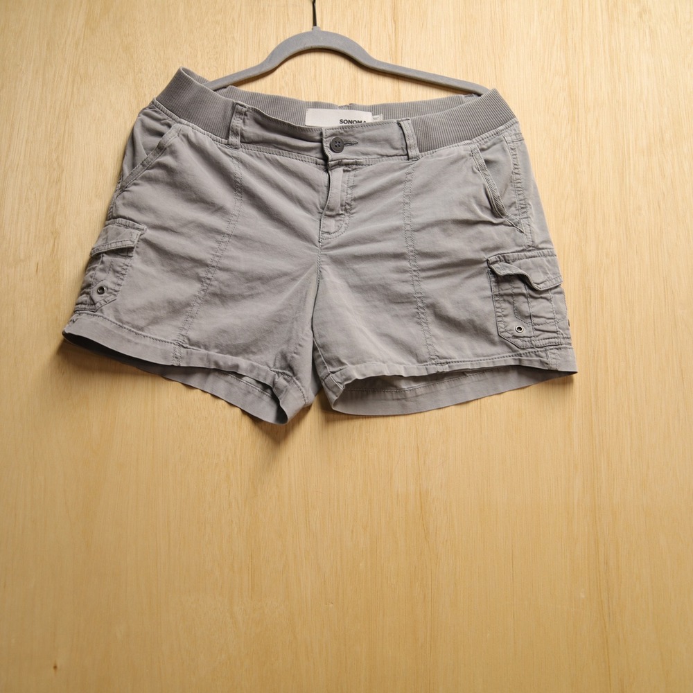 Sonoma Goods for Life Womens Gray Cargo Shorts Size 6 Ribbed Waist Utility